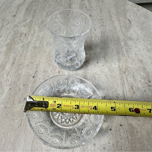 Crystal Clear Glass Tea Cup and Saucer Set of 6 NIB - Picture 8 of 8